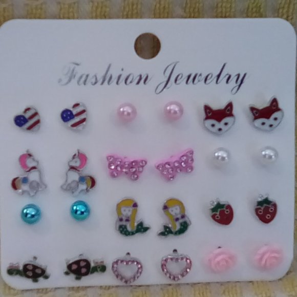 12-Pack of Whimsical Stud Earrings - Picture 1 of 1